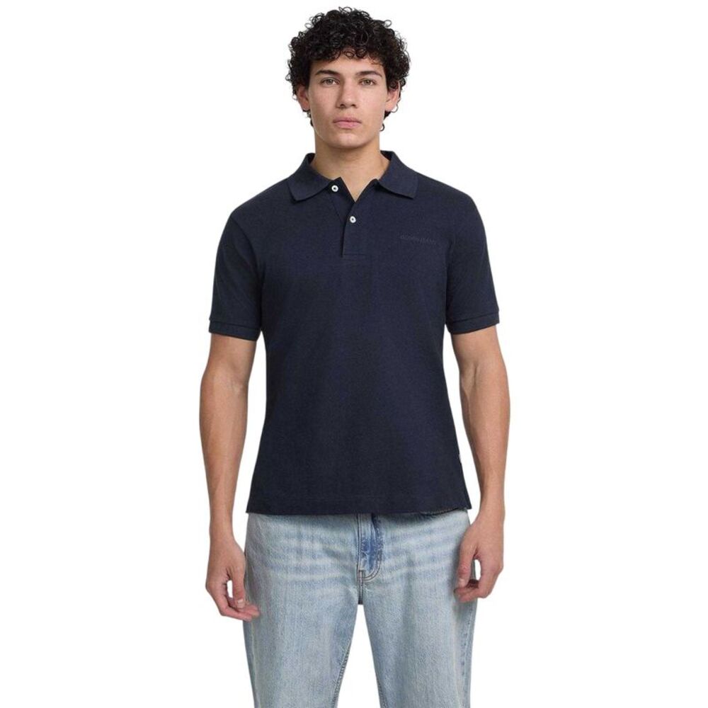 Guess Mens Embroidered Logo Short-Sleeved Polo Shirt / Ocean Blue